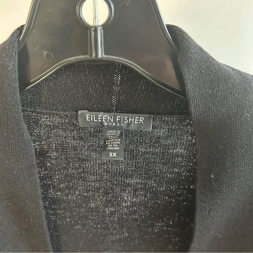 Eileen Fisher Black Open-Front Long Cardigan - Picture 3 of 6